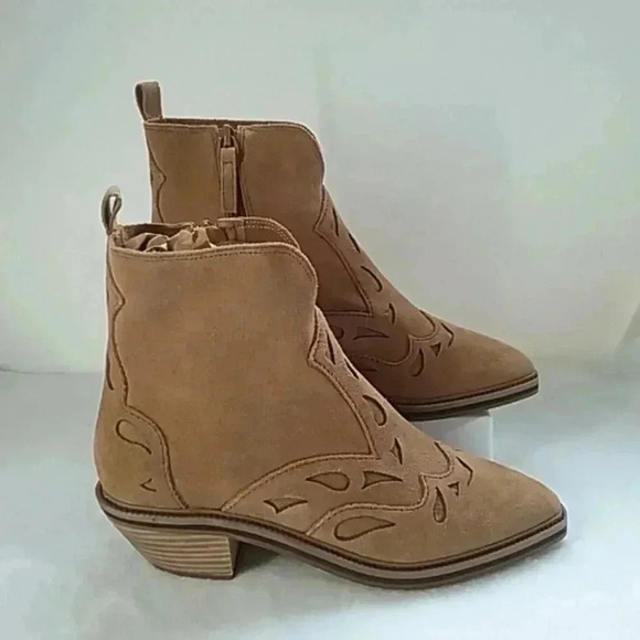 kelsi Dagger suede western cowgirl  ankle boots - Picture 5 of 9